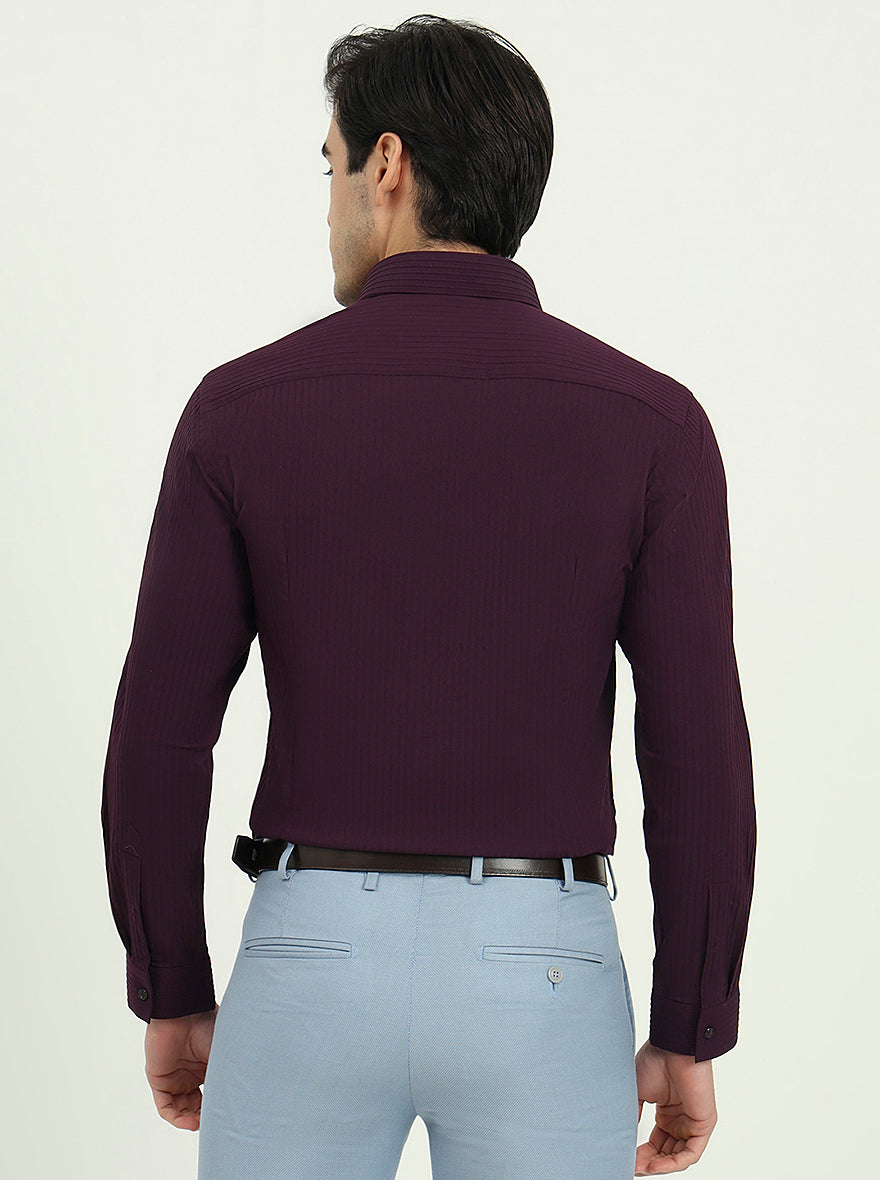 Wine Solid Slim Fit Party Wear Shirt | Greenfibre