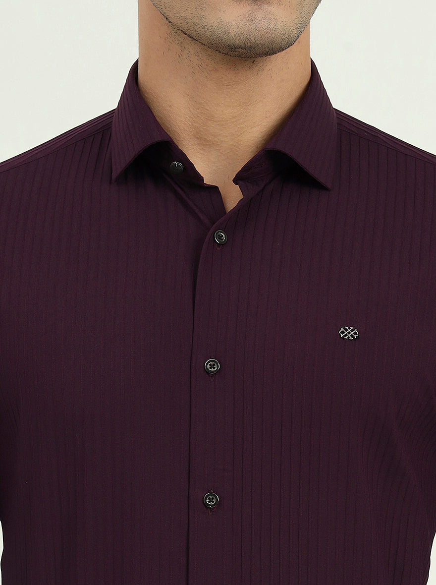 Wine Solid Slim Fit Party Wear Shirt | Greenfibre
