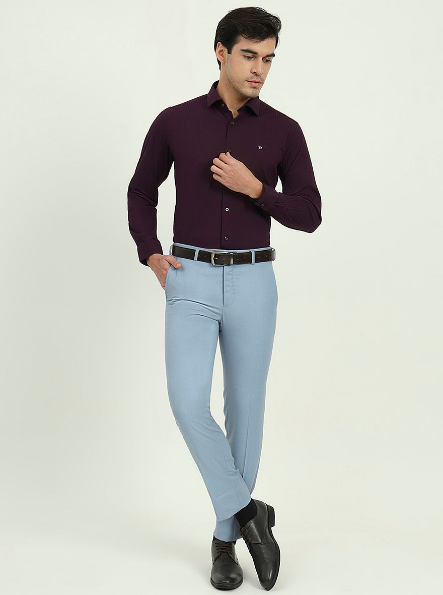 Wine Solid Slim Fit Party Wear Shirt | Greenfibre