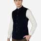 Navy Blue Solid Regular Fit Bandhgala Jacket | Greenfibre