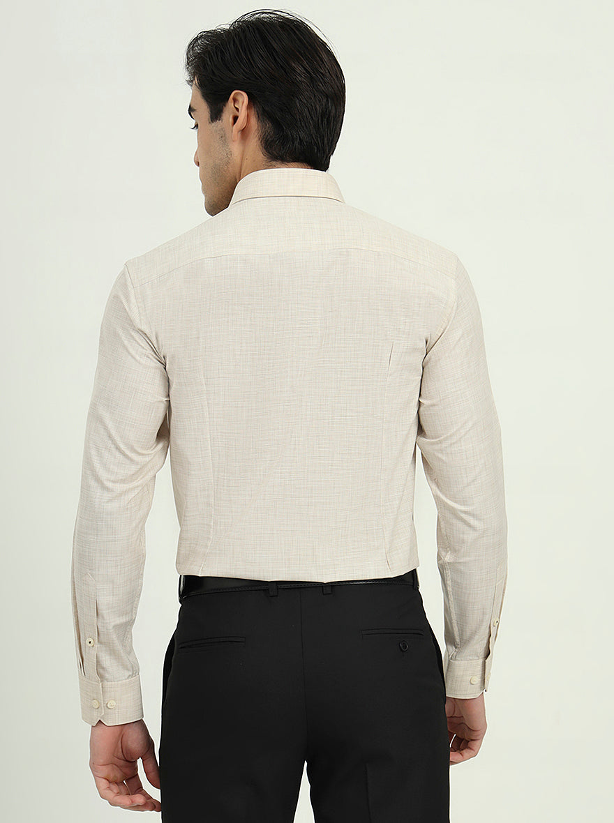 Beige Solid Slim Fit Formal Shirt | Greenfire