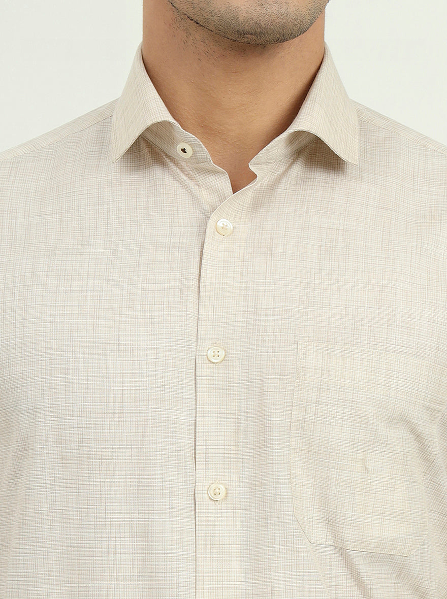 Beige Solid Slim Fit Formal Shirt | Greenfire