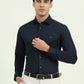 Navy Blue Solid Slim Fit Party Wear Shirt | Greenfibre