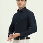 Navy Blue Solid Slim Fit Party Wear Shirt | Greenfibre