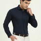 Navy Blue Solid Slim Fit Party Wear Shirt | Greenfibre