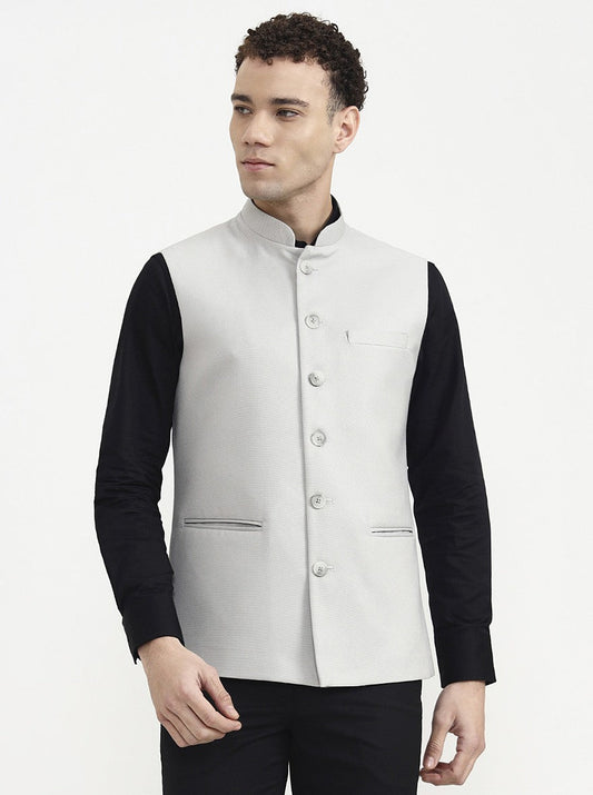 Grey Solid  Waistcoat | Greenfibre