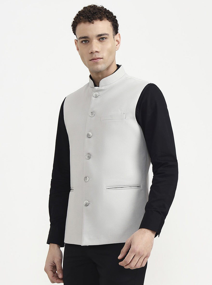 Grey Solid  Waistcoat | Greenfibre
