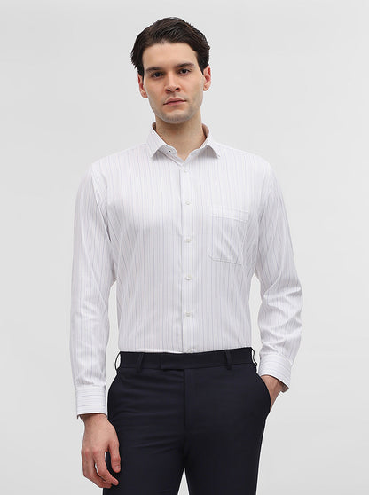Blue & White Striped Regular Fit Formal Shirt | Greenfibre