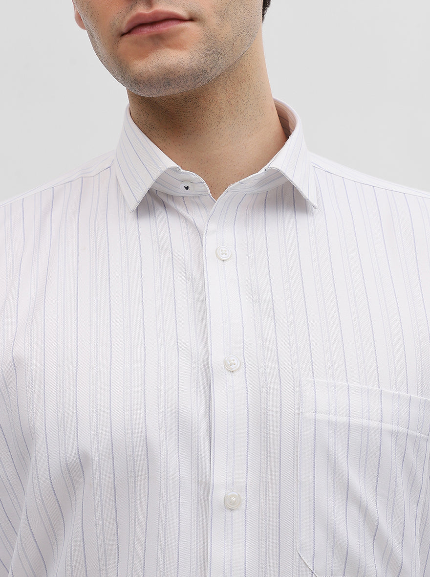 Blue & White Striped Regular Fit Formal Shirt | Greenfibre