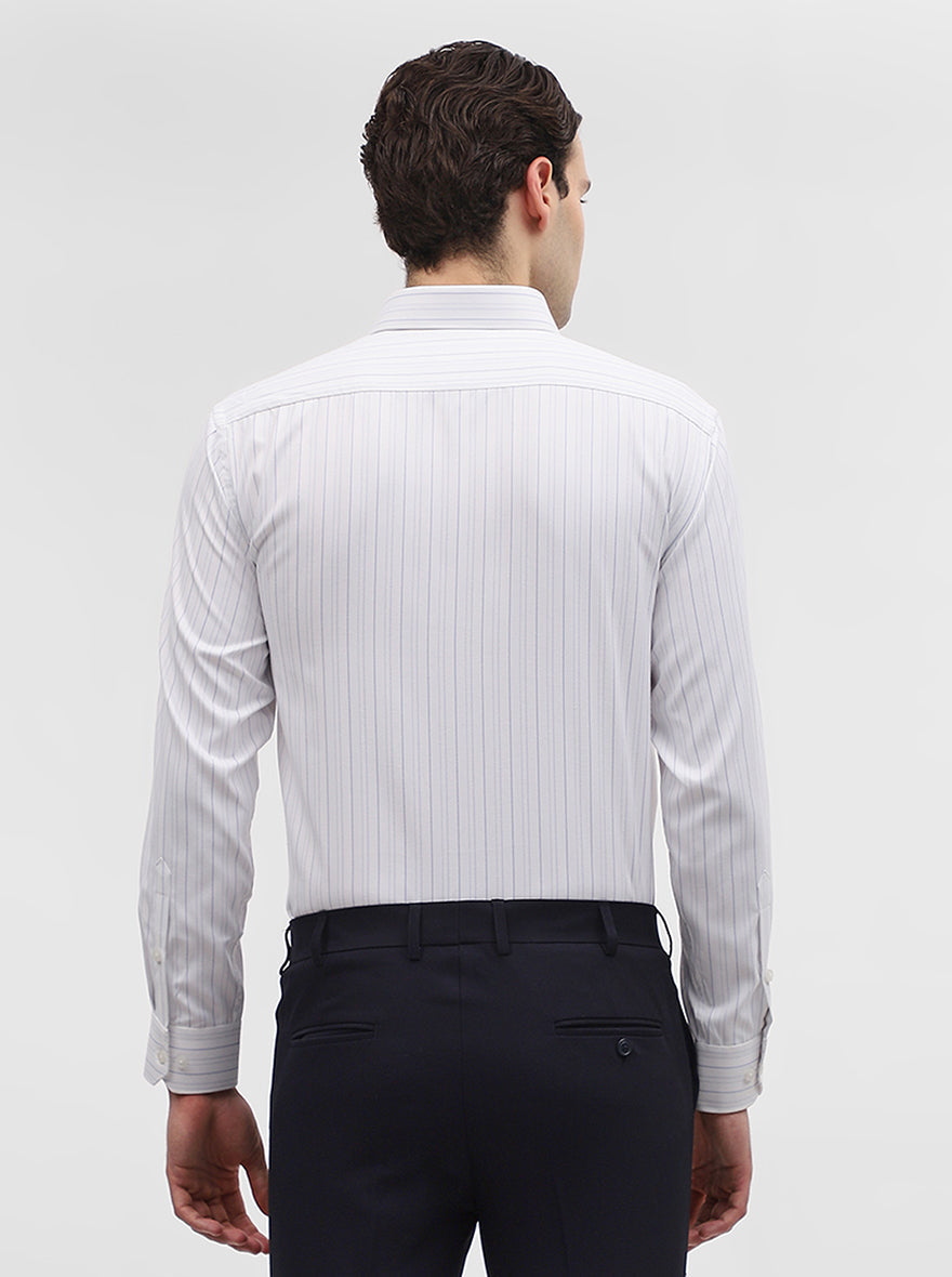 Blue & White Striped Regular Fit Formal Shirt | Greenfibre