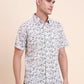 White Printed Slim Fit Casual Shirt | Greenfibre