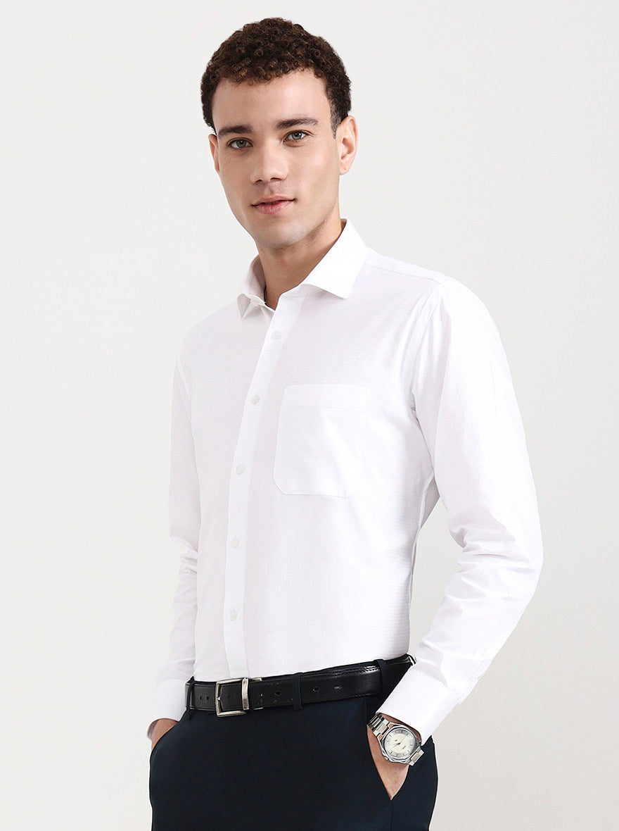 White Solid Slim Fit Formal Shirt | Greenfibre