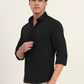 Black Printed Slim Fit Casual Shirt | Greenfibre