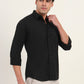Black Solid Slim Fit Casual Shirt | Greenfibre