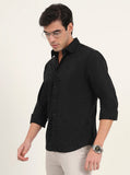 Black Printed Slim Fit Casual Shirt | Greenfibre