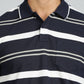 Navy Blue Striped Regular Fit Polo T-Shirt | Greenfibre