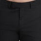 Black Solid Slim Fit Formal Trouser | Greenfibre
