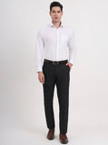 Black Solid Slim Fit Formal Trouser | Greenfibre