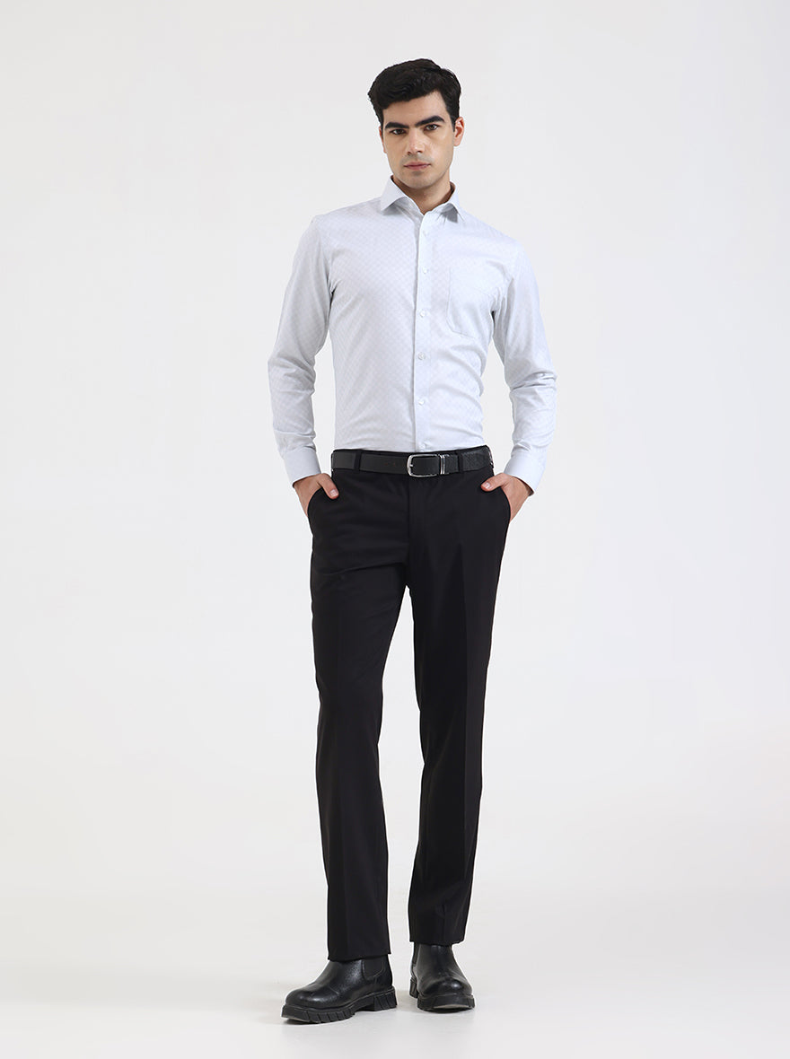 Light Grey Solid Slim Fit Formal Shirt | Greenfibre