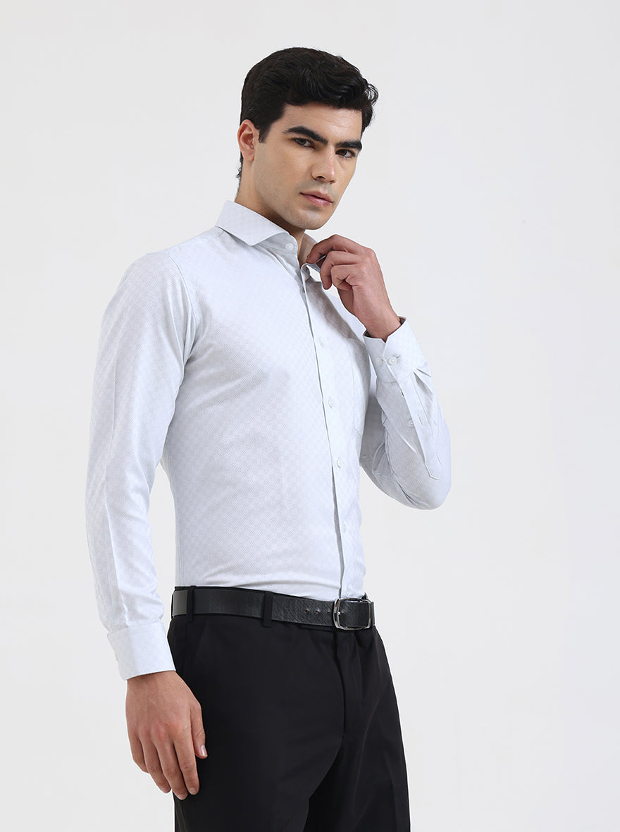 Light Grey Solid Slim Fit Formal Shirt | Greenfibre