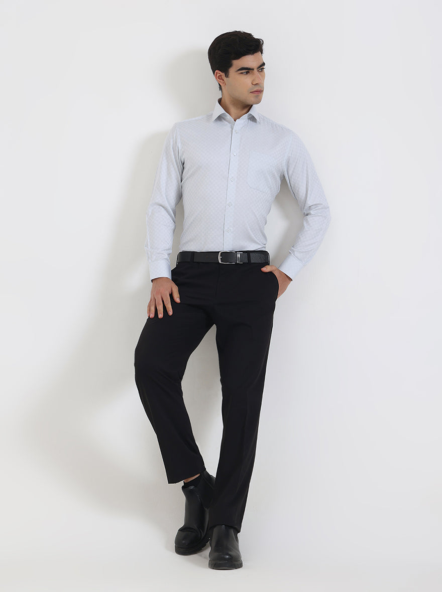 Light Grey Solid Slim Fit Formal Shirt | Greenfibre