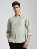 Green Solid Slim Fit Casual Shirt | Greenfibre