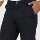 Navy Blue Solid Neo Fit Casual Trouser | Greenfibre