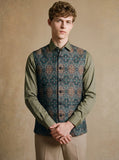 Blue Printed Waistcoat | Greenfibre