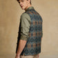Blue Printed Waistcoat | Greenfibre