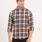 Orange & White Checked Slim Fit Casual Shirt | Greenfibre