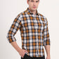 Orange & White Checked Slim Fit Casual Shirt | Greenfibre
