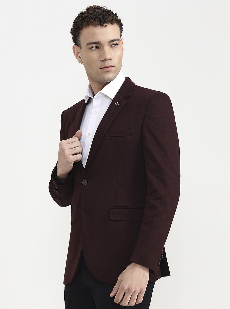 Maroon Solid  Blazer | Greenfibre