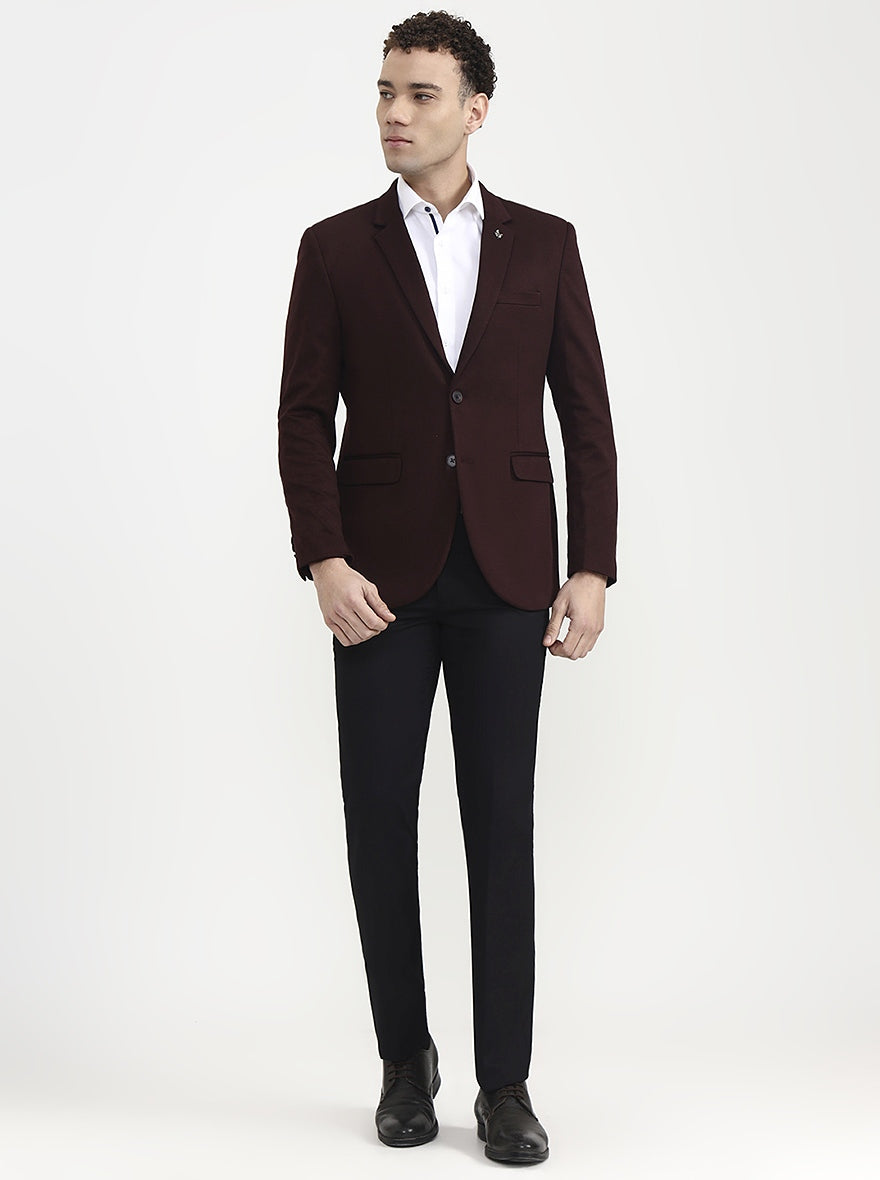 Maroon Solid  Blazer | Greenfibre