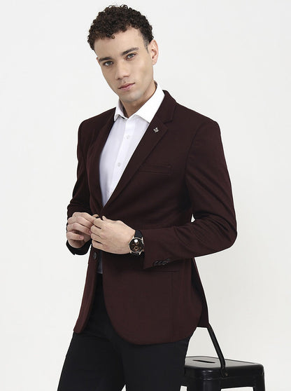 Maroon Solid  Blazer | Greenfibre