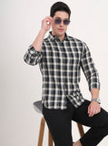Green Checked Slim Fit Casual Shirt | Greenfibre