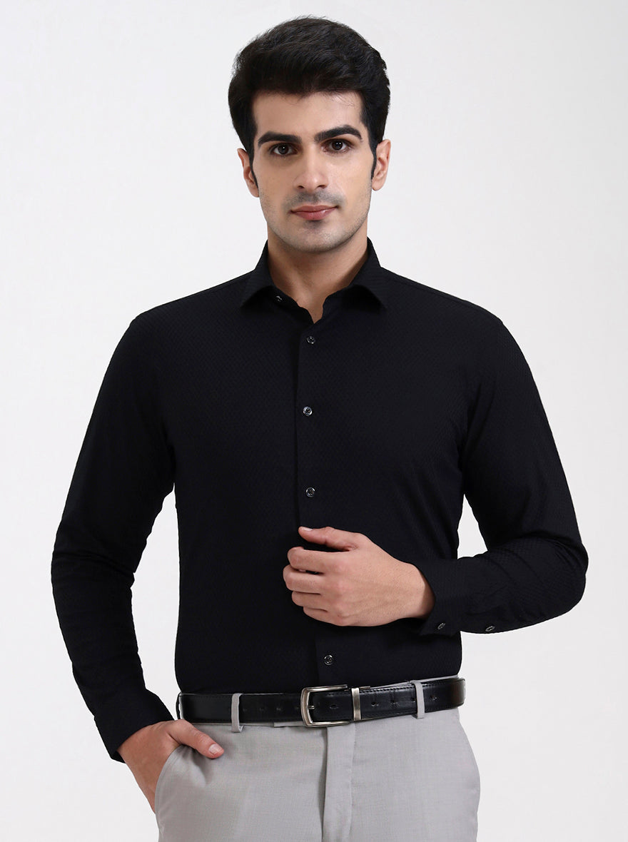 Black Solid Slim Fit Party Wear Shirt | Greenfibre