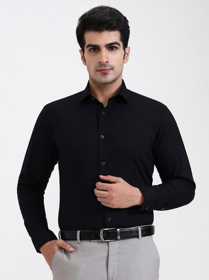 Black Solid Slim Fit Party Wear Shirt | Greenfibre