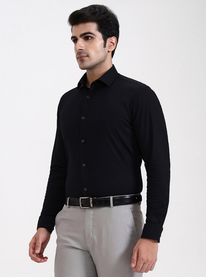 Black Solid Slim Fit Party Wear Shirt | Greenfibre