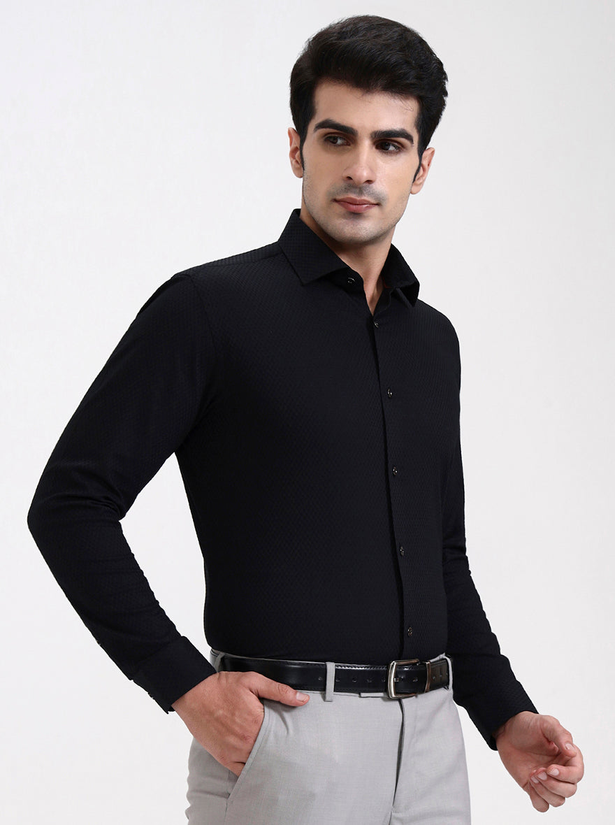 Black Solid Slim Fit Party Wear Shirt | Greenfibre
