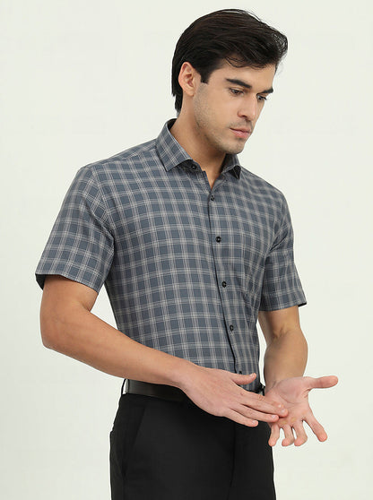 Grey Solid Regular Fit Formal Shirt | Greenfire