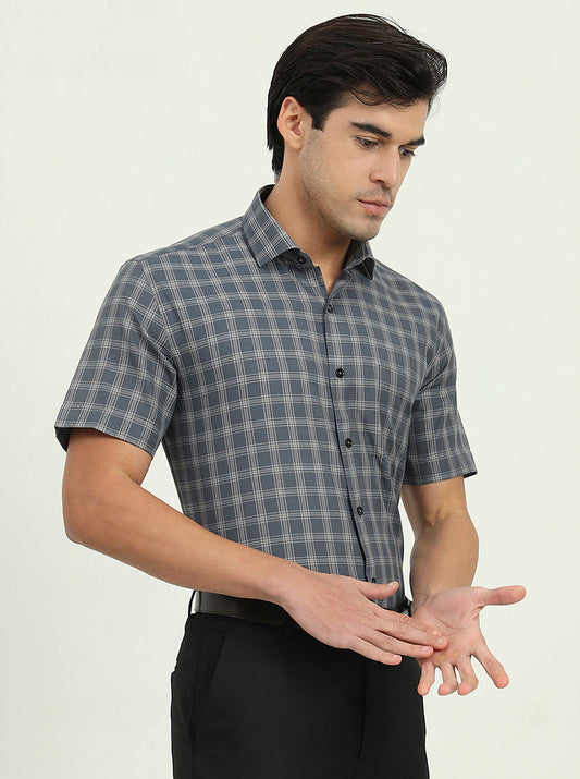Grey Solid Regular Fit Formal Shirt | Greenfire