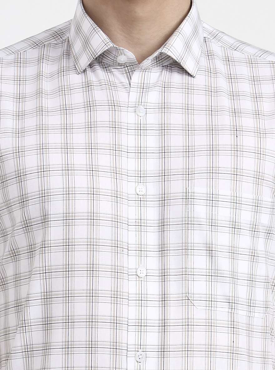White Checked Regular Fit Formal Shirt | Greenfibre