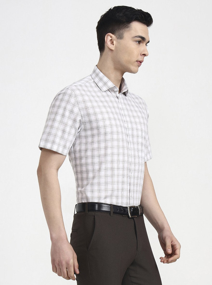 White Checked Regular Fit Formal Shirt | Greenfibre
