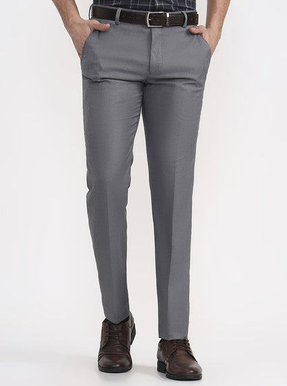 Grey Solid Super Slim Fit Formal Trouser | Greenfibre