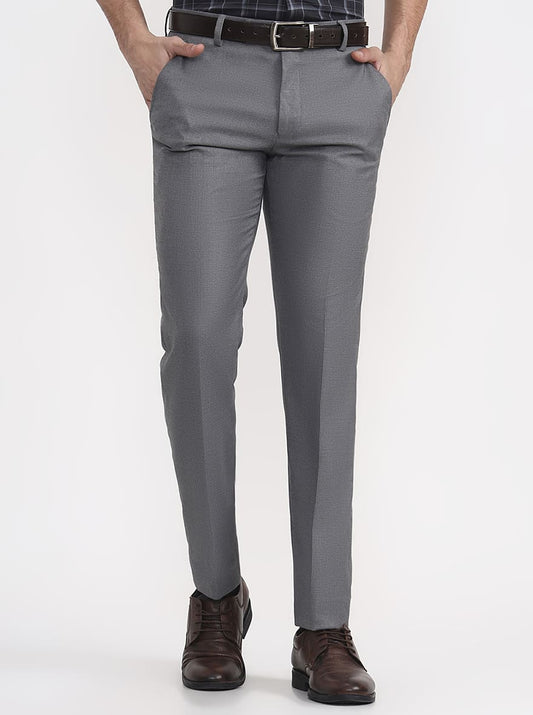 Grey Solid Super Slim Fit Formal Trouser | Greenfibre