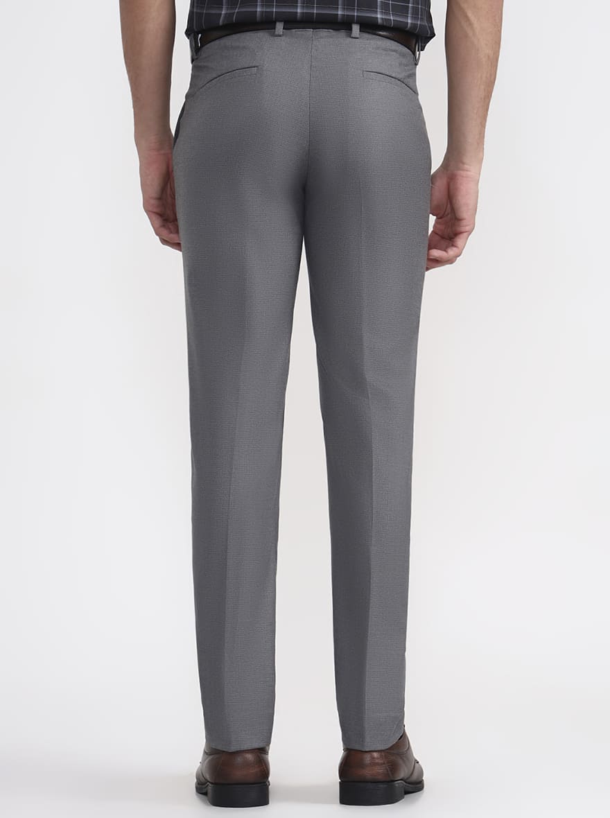 Grey Solid Super Slim Fit Formal Trouser | Greenfibre