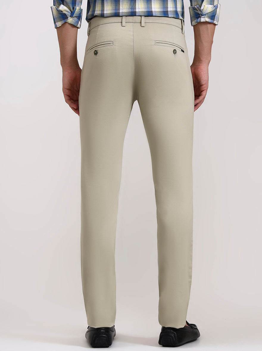 Light Grey Pista Solid Super Slim Fit Casual Trouser | Greenfibre