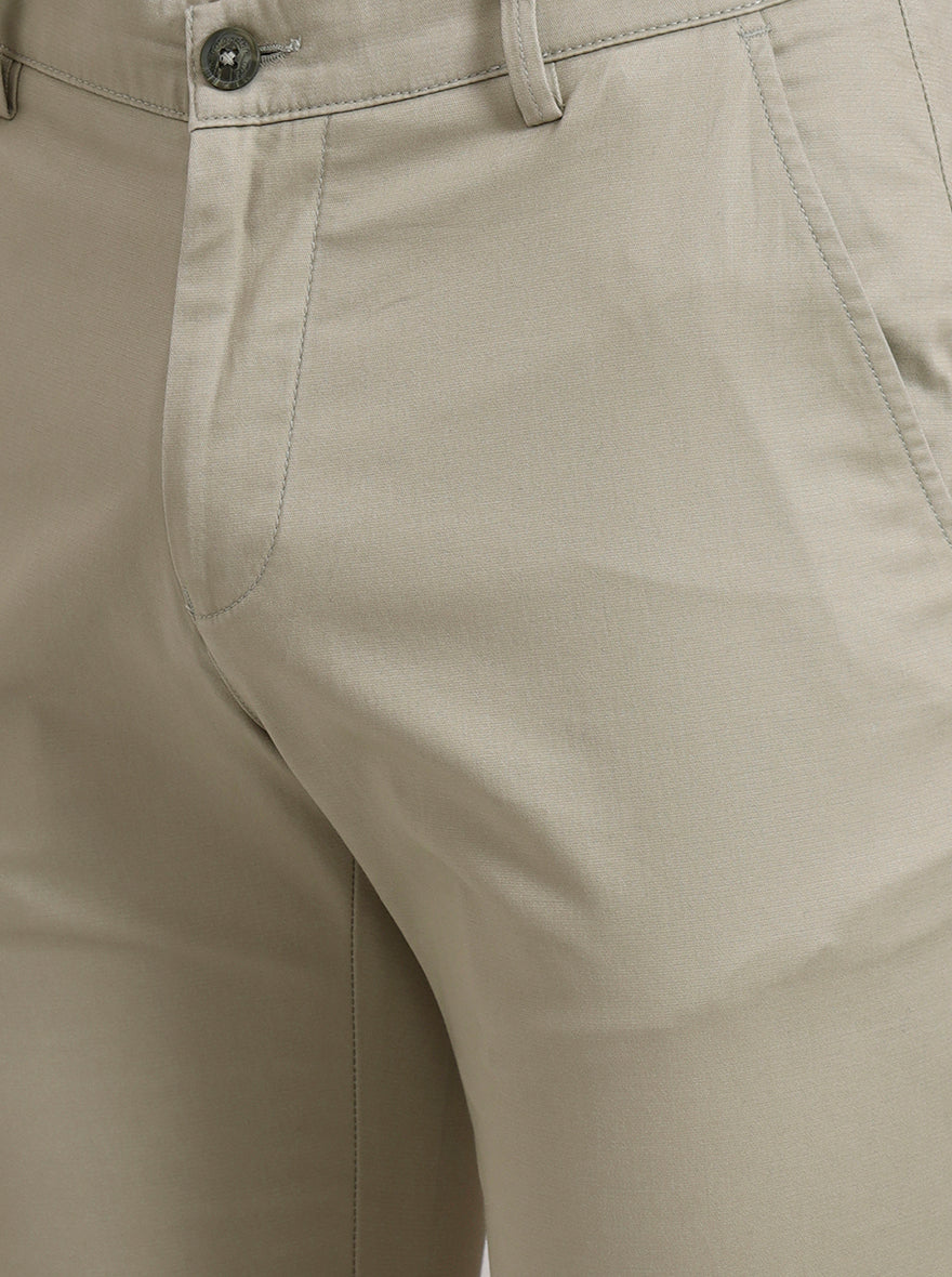 Light Grey Pista Solid Super Slim Fit Casual Trouser | Greenfibre