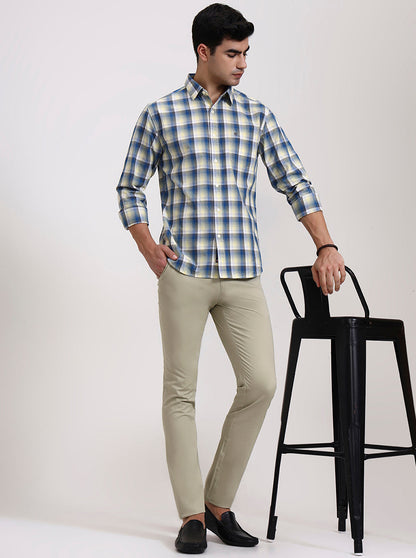 Light Grey Pista Solid Super Slim Fit Casual Trouser | Greenfibre
