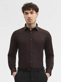 Dark Brown Solid Slim Fit Party Wear Shirt | Greenfibre
